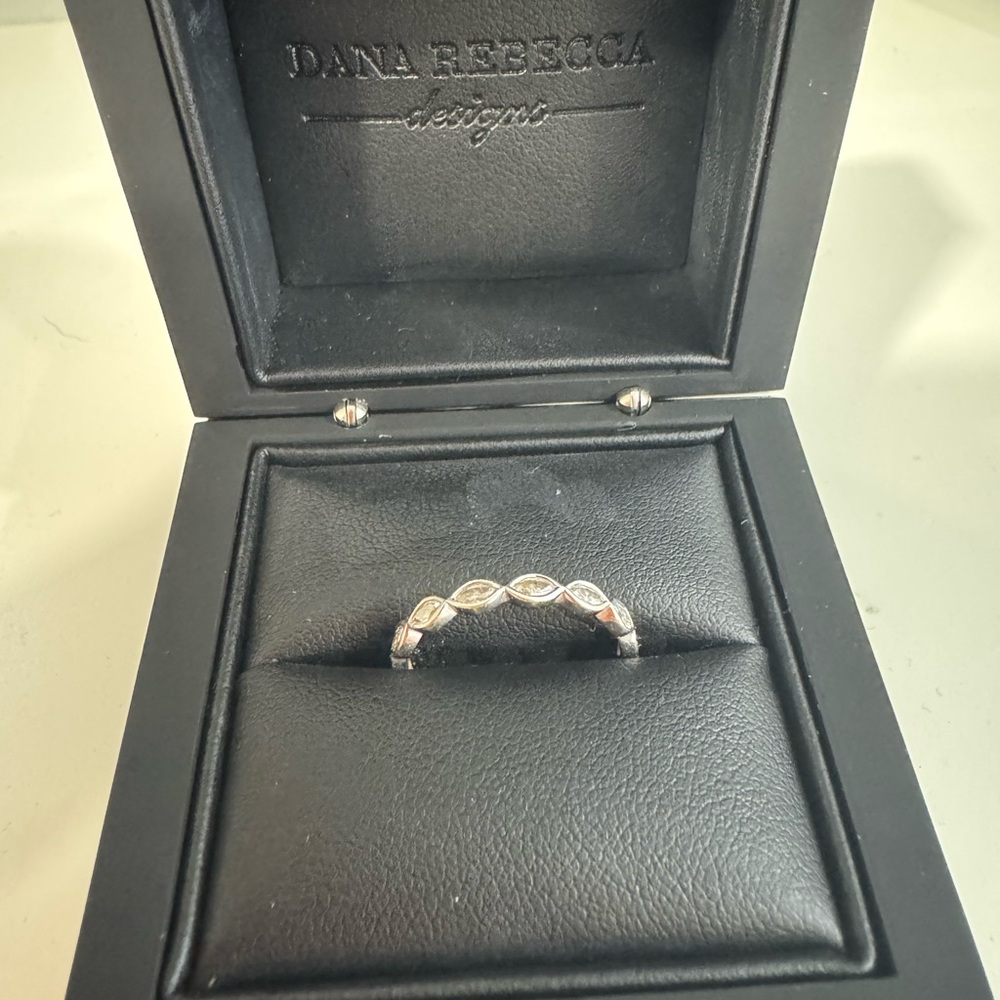 Dana Rebecca Alexa Jordyn White Gold Eternity Marquise Bezel Ring Size 8
